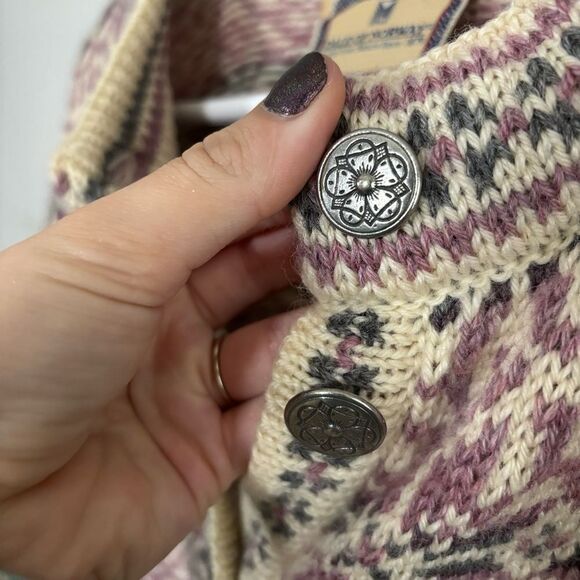 DALE OF NORWAY Patterned Cardigan Sweater size large vintage chunky wool blend - Picture 6 of 8
